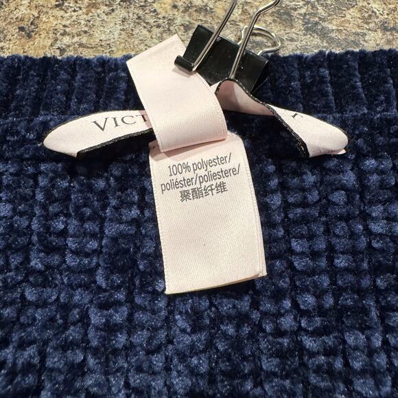 Victorias Secret Sweater Chenille Cozy Minimalist Casual Grunge Goth Blue XL LB - Picture 4 of 6